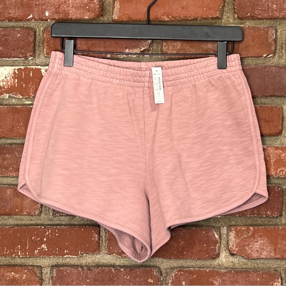 Madewell MWL NWT women's Curved-Hem Sweatshorts size medium‎ mauve shadow lounge - Picture 1 of 11